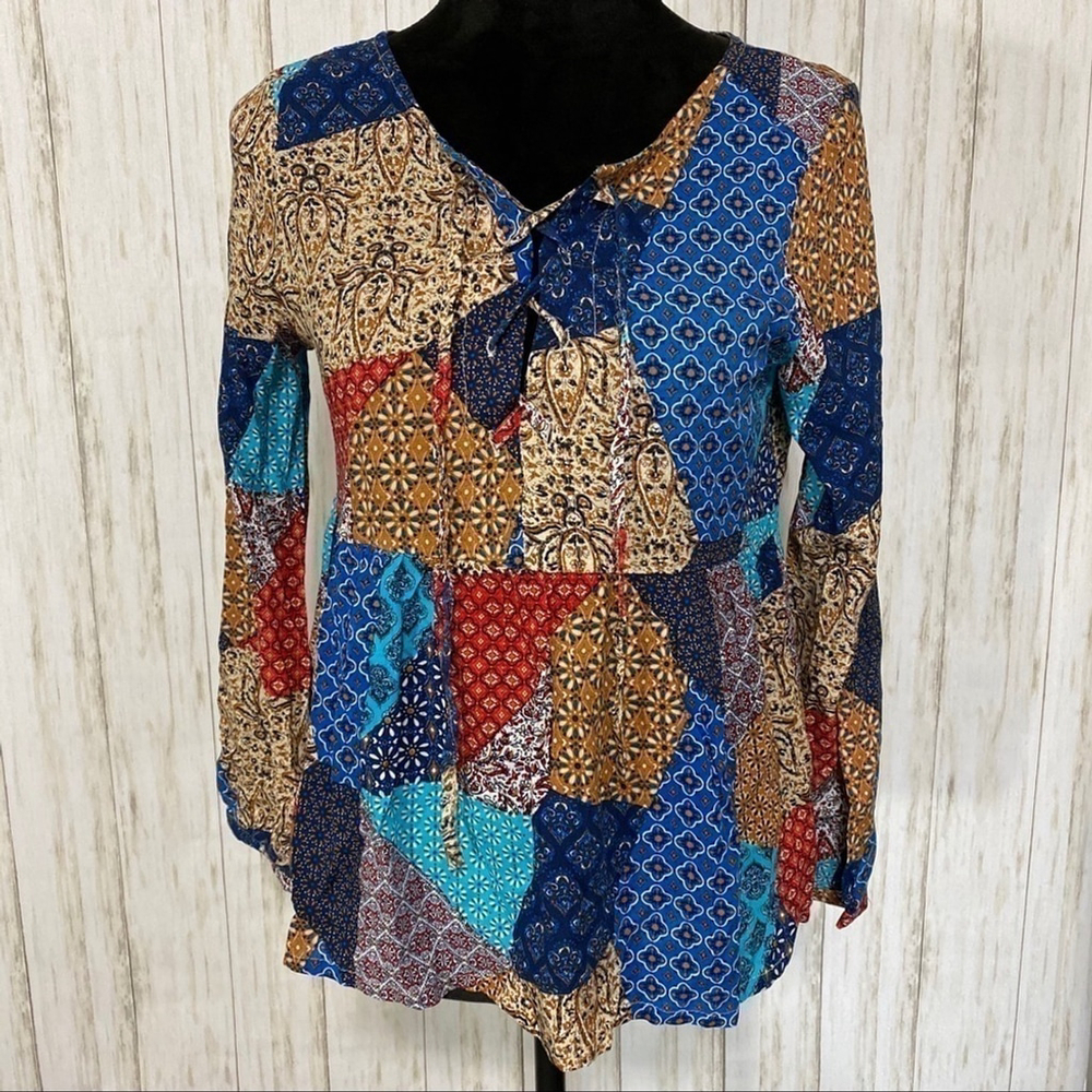 Panhandle Juniors patchwork long sleeve front lac… - image 4